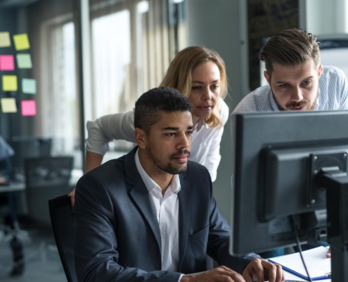 office workers at computer